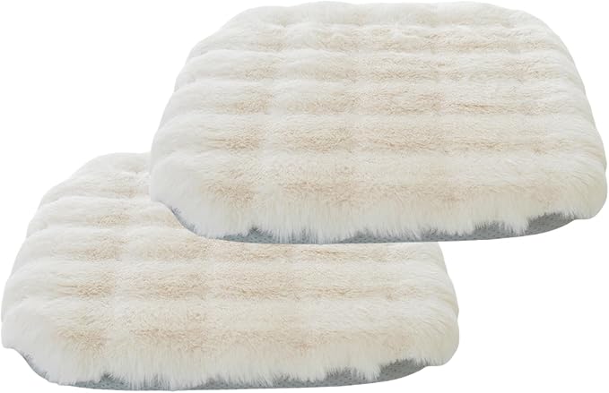 Lifup 2 Pack Square Chair Pads Memory Foam Seat Cushion Soft Cozy Plush Non Slip Thick Pad with Ties and Removable Cover for Dining Room, Office White 14 x 14 Inch