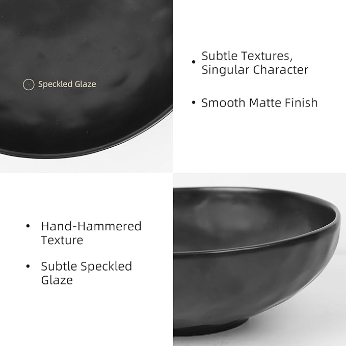 salomayes Wabi-Sabi Decorative Bowl, Matte Black Ceramic | Subtle Hammered Texture, Natural Speckled Finish, Handmade, Catchall for Entryway Table