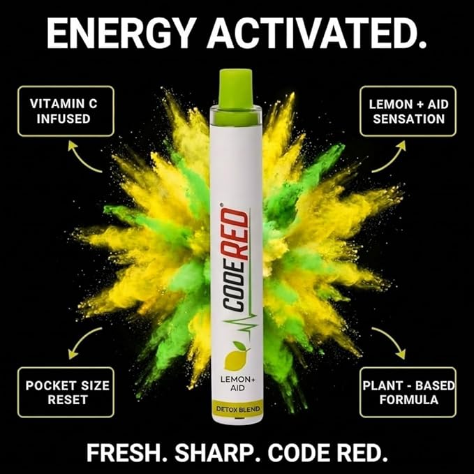 Code Red V-Aid Mullein Herbal Stick - Plant-Based Herbal Breathing Stick with Vitamin C, Mullein, Thyme & Lemon - Mullein Relaxation for Daily Balance - 600 Uses