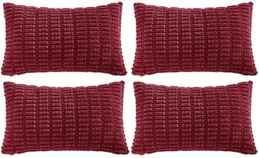Fancy Homi 4 Packs Decorative Throw Pillow Covers for Living Room Couch Bed, Modern Farmhouse Boho Home Décor Accent Cushion Case, 20" x 12" (Pack of 4), Burgundy