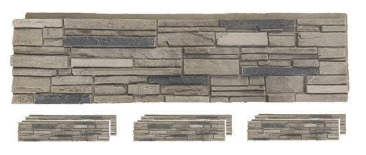OTECKO 6-Pack Faux Stone Wall Panel 48 in x 13 in x 2 in Stacked Stone High Density Polyurethane Wall Siding Panels 24 sq ft, Easy Install, Interior/Exterior Arizona Trail (Light Gray)