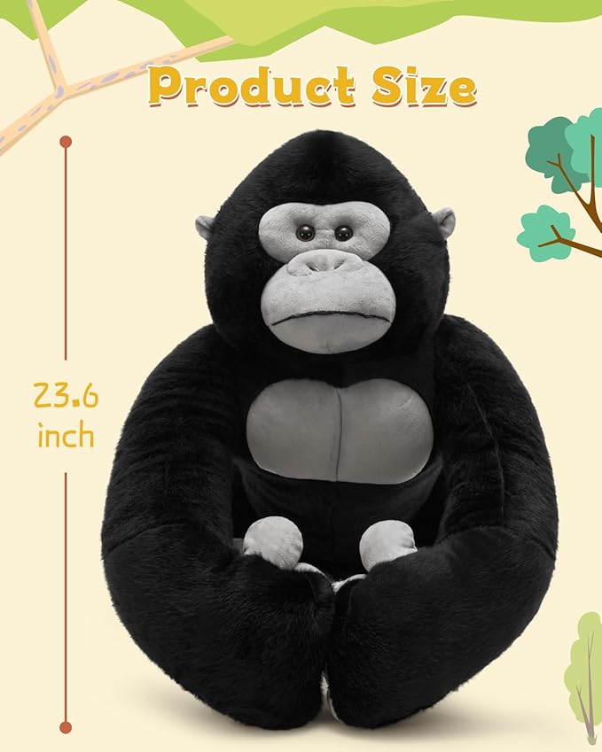 MaoGoLan Big Gorilla Stuffed Animal,23.6" Giant Gorilla Plush Toy,Soft and Cuddly Companion Plushie Gift for Gorilla Lover,Theme-Party Favor,Kids