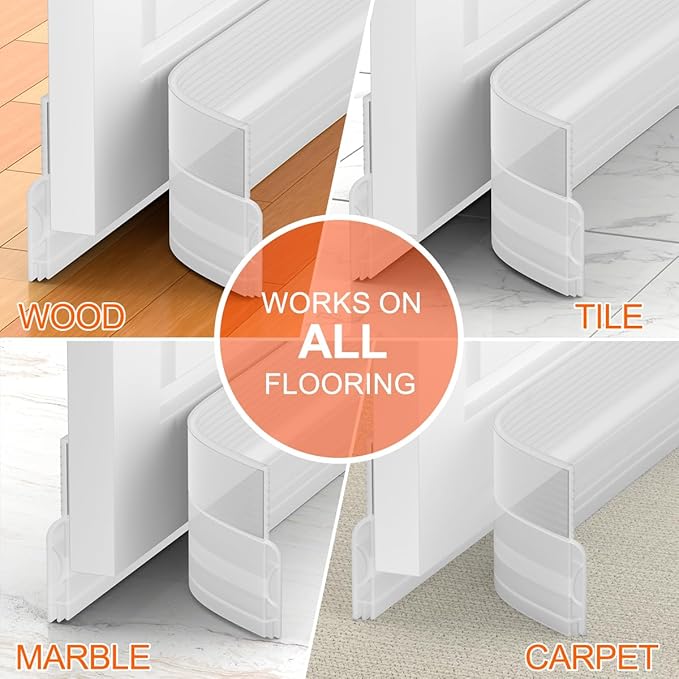 Door Draft Stopper for Bottom of Door, Adjustable Weather Stripping Door Seal for Cold Insulation, Under Door Sweep for Exterior & Interior Doors, Door Bottom Seal Blocker Noise (78inch,Transparent)