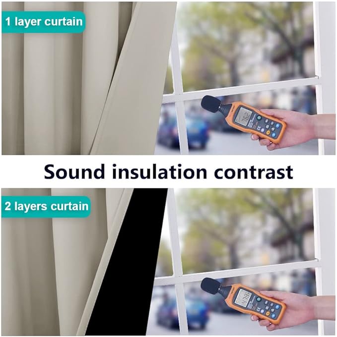 NICETOWN Natural 100% Blackout Lined Curtains, 2 Thick Layers Narrow Wide Window Treatment Panels Thermal Insulated Drapes for Kitchen Small Window (1 Pair, 37" Width x 63" Length Each Panel)