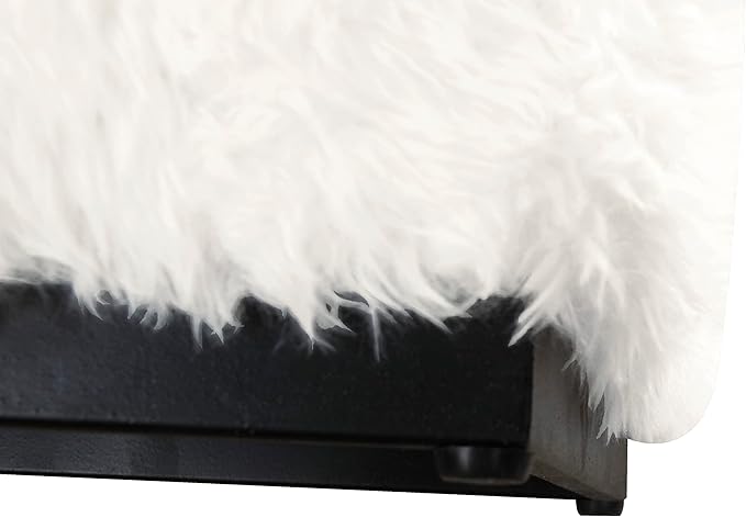 HomePop Cube Ottoman - White Faux Fur