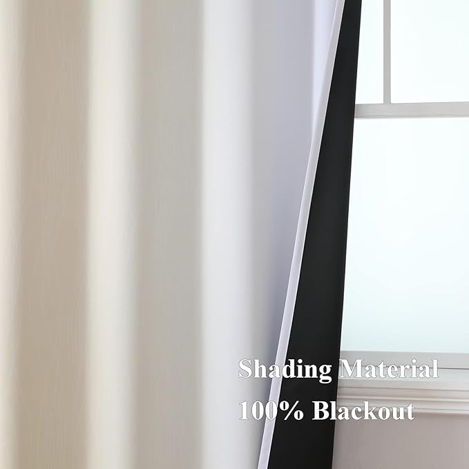 Estelar Textiler Beige and Grayish White Blackout Curtains & Drapes for Bedroom, Thermal Insulated Ombre Blackout Drapes, Full Room Darkening Energy Saving Curtains for Living Room, 52Wx54L, 2 Panels