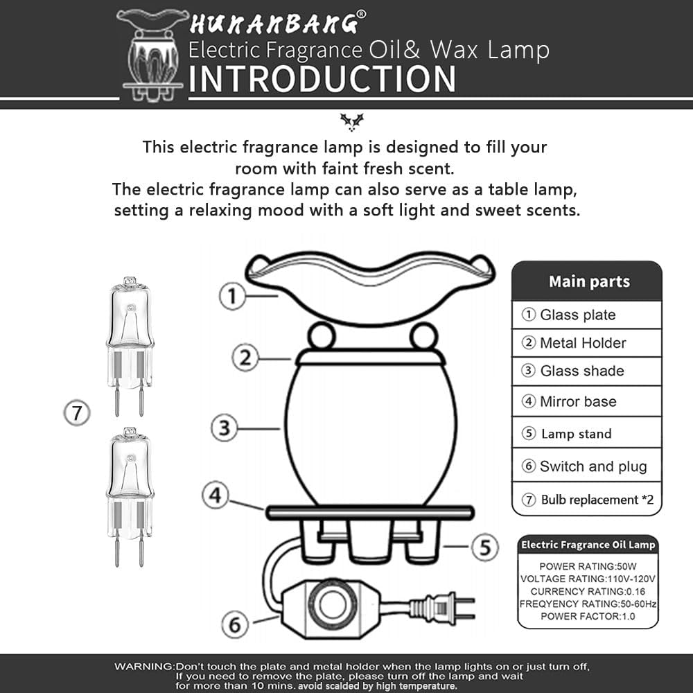 HUNANBANG Electric Oil Melt Warmer Electric Wax Melt Warmer Wax Melter Fragrance Oil Warmer Burner(LW Orange 2)