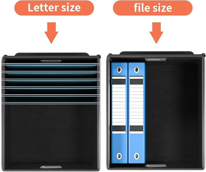 File Organizer Box with Lid, Collapsible File Folder Organizer for Office Document Storage, Filing Box with Plastic Slide for Letter Size Hanging File Folders(1 Pack, Reddish Organge)