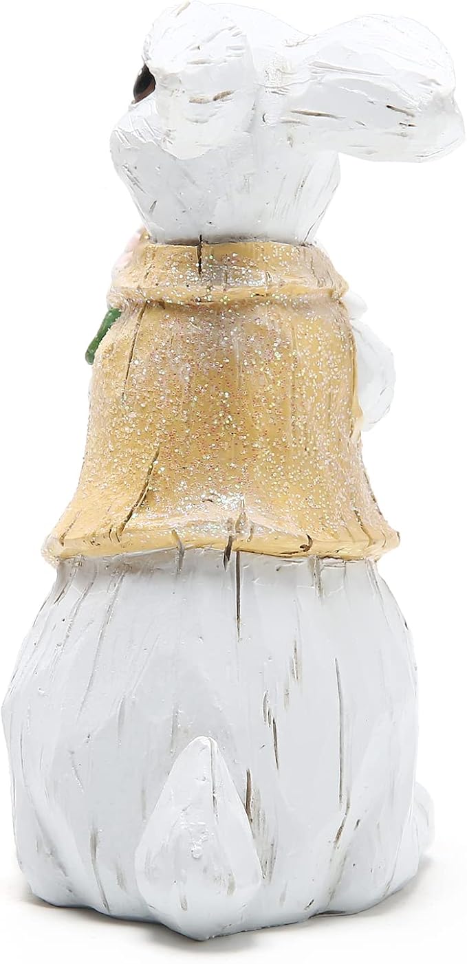 Hodao Easter Bunny Decorations Spring Home Decor Bunny Figurines Gifts(Spring White Rabbit)