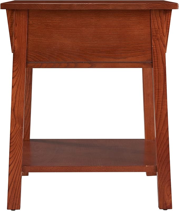 Leick Home Mission End Table, Solid Wood, 1 Storage Drawer, Secret Compartment, Bottom Display Shelf, Easy-Assembly, For Living Room/Bedroom, Russet, 24.0 in. L x 20.0 in. W x 24.0 in. H, 9066-SC