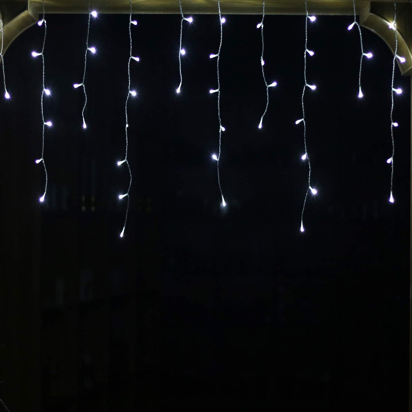 YASENN 300Led Icicle Style String Lights 29.5FT,Update Connectable 8 Lighting Modes with Timer Icicle Lights for Home Garden Outdoor Indoor Eave Decor (Cool White LED White Cable)