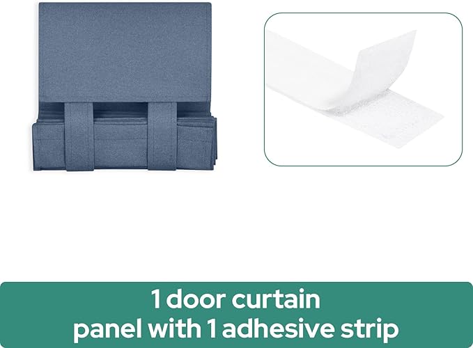 HOMEIDEAS 100% Linen Blackout Sidelight Curtains for Front Door, Side Door Window Curtains, Small Window,Thermal Insulated Covering, 1 Panel, W12 X L68 Inch, Stone Blue