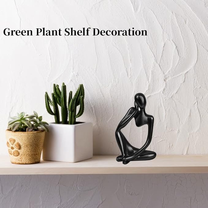Prettidecor Home Decor Thinker Statue Accents, Set of 3 Thinker Sculptures Office Decor Modern Abstract Resin Decoration on Shelf Table Desk for Living Room Office Bedroom (Large Black)