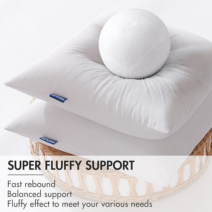 MIULEE 18x18 Outdoor Pillows,Set of 2 Throw Pillows Waterproof,Soft Support Throw Inserts Decorative Water Resistant for Patio Furniture and Garden