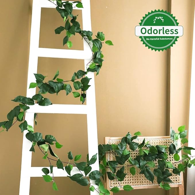 3Pcs Artificial Greenery Ivy Vines Kit, 6FT Odorless Silk Ivy Garland, Green Leaves Fake Hanging Plants, for Boho Decor, Home, Classroom, Wall, Party and Wedding Decoration