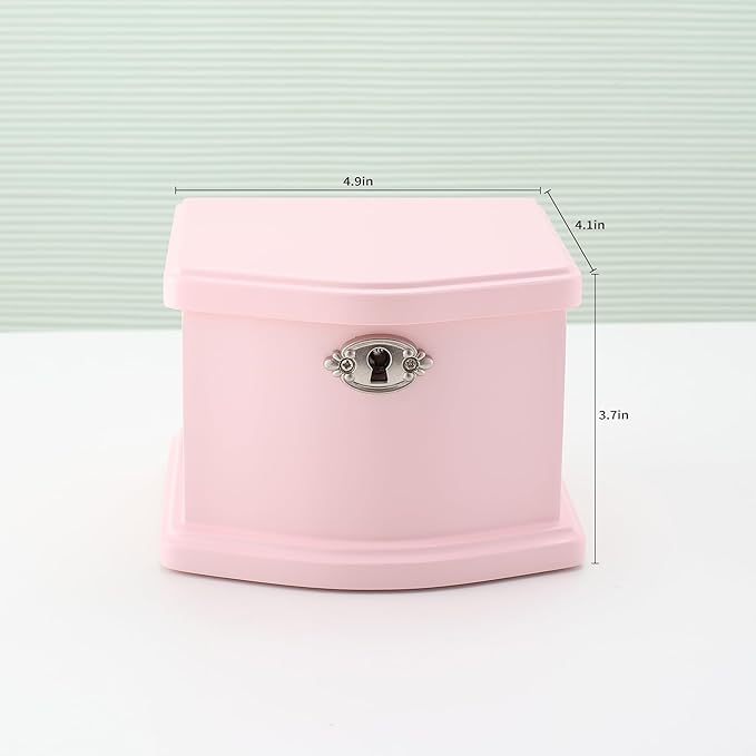 Pink Small Ballerina Musical Jewelry Box with Mirror and Lock for Girls，Pink Kid's Jewelry Storage Music Chest,Gift for Christmas,New Year,Birthday