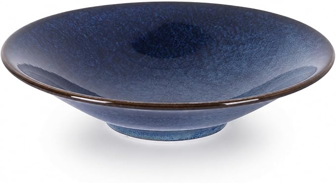 Blue Ceramic Bowl, 9in Blue Decorative Centerpiece Bowl for Coffee Table Decor