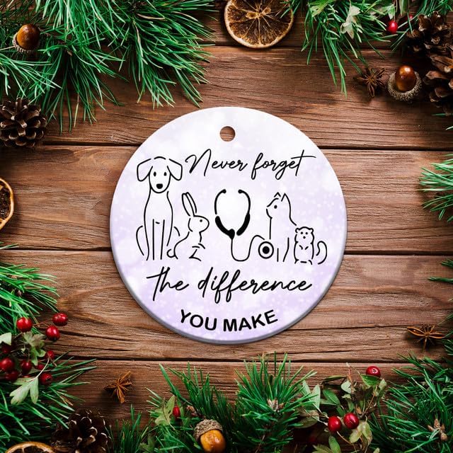 Veterinary Christmas Ornament 2025-3" Ceramic, Vet Tech Week Appreciation Gifts Bulk for Women Men, Thank You Gifts for Veterinarian Assistant Receptionist Kennel Tech Animals Care Décor