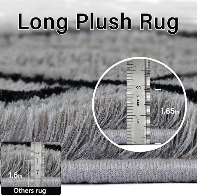PureCozy 5x7 Checkered Rug for Living Room Grey and White Modern Soft Area Rug Fluffy Non-Slip Carpet for Bedroom Playroom Home Aesthetic Decor