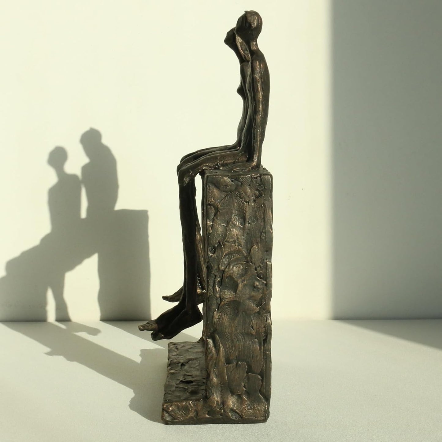 Lukitas Abstract Couple Statue Home Decor - Handcrafted Decorative Ornament for Living Room Office, Bronze Color, Resin