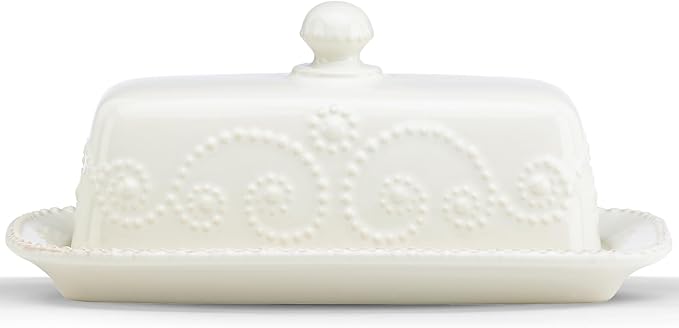 Lenox French Perle Covered Butter Dish, White -