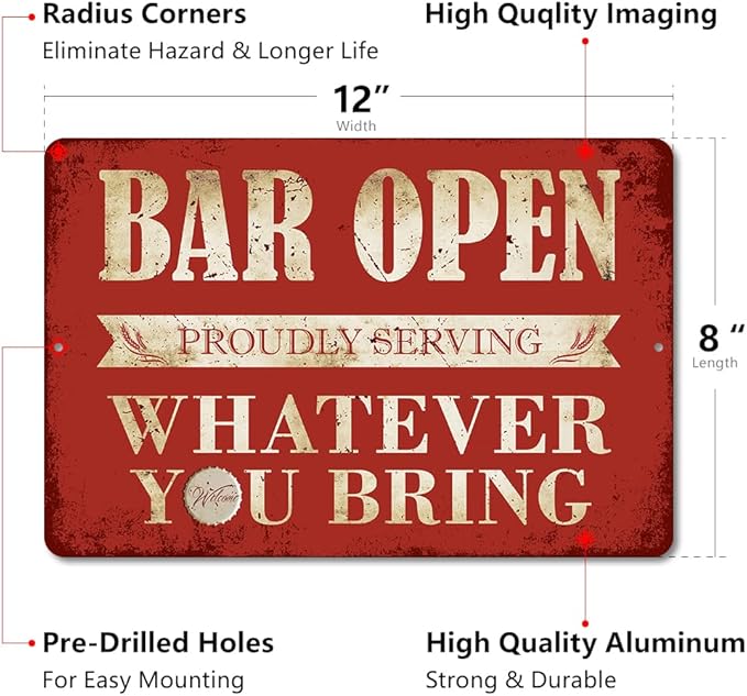 Yniaun Decor Funny Home Bar Garage Room Decor for Wall/Porch Vintage Man Cave Metal Tin Sings for for House Shop/Basement/Kitchen Accessories/Gitfs