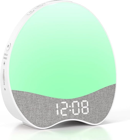 Ok to Wake Alarm Clock for Kids, Sleep Trainer with Night Light, White Noise Sound Machine, Dimmable Digital Display, 21 Soothing Sounds, Gentle Wake-up, Child Lock, for Kid, Toddler, Bedside, Bedroom