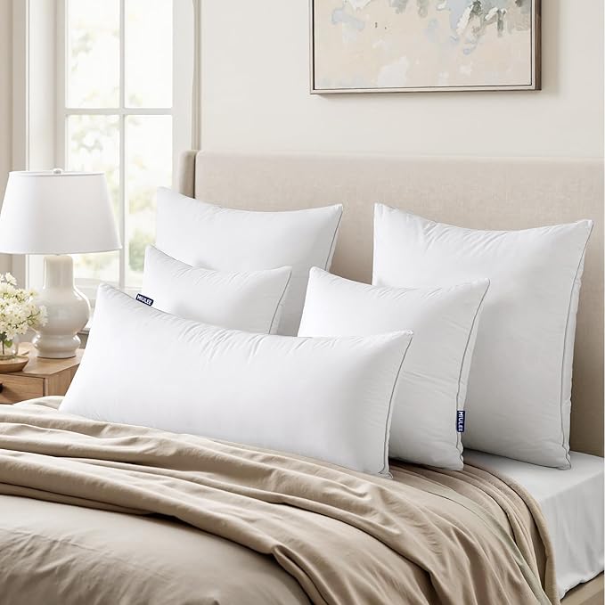 MIULEE 12x20 Pillow Inserts (Set of 4) -Decorative Throw Pillow with 100% Cotton Cover Rectangle for Sofa Couch