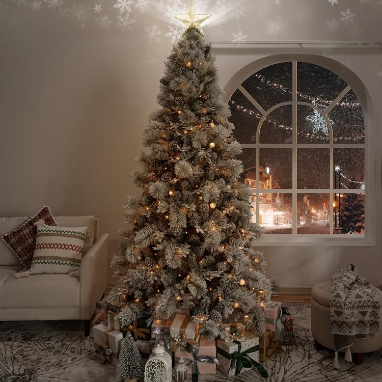 Naomi Home Darla Snowy Christmas Tree 7.5ft/Snow Flocked