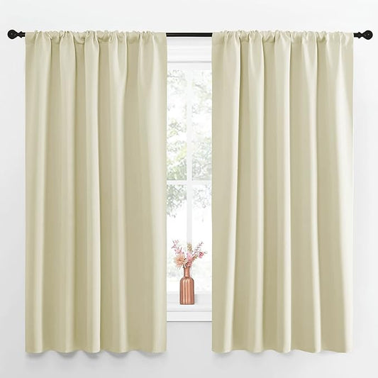 NICETOWN Blackout Curtains for Living Curtains, Room Darkening Curtains & Drapes for Kids Bedroom, Home Decoration Draperies (Beige, 52 in x 63 in (W x L), 2 PCs)