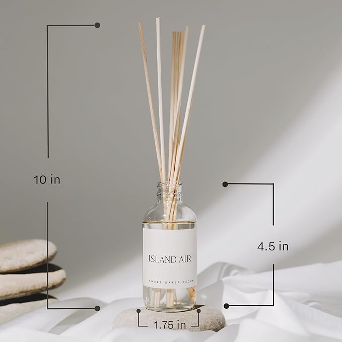 Sweet Water Decor Island Air Reed Diffuser Set | Tropical Fruits, Citrus, Sugar, Exotic Mountain Greens | Long Lasting | Summer Diffuser Oil