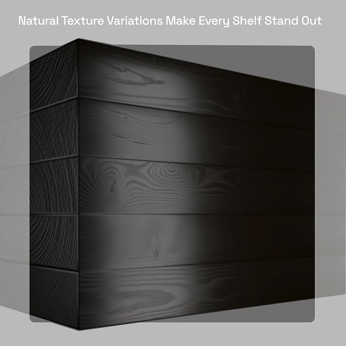 Solid Wood Floating Shelves for Wall 24 inch Black, Wooden Bathroom Shelf | Real Wood, Wall Mounted, Heavy Duty, Bedroom Kitchen Living Room, Black Finish, 24W x 6.7D, Set of 2