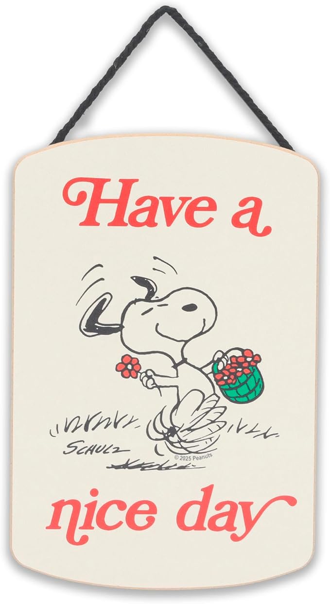 Peanuts Snoopy Have A Nice Day Hanging Wood Wall Decor - Fun Snoopy Sign for Home - Great Gift Idea