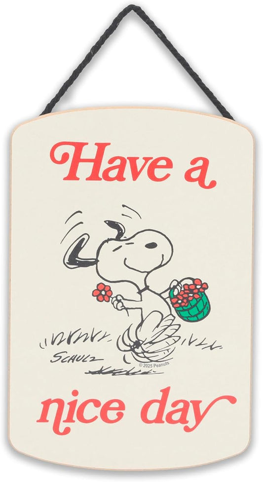 Peanuts Snoopy Have A Nice Day Hanging Wood Wall Decor - Fun Snoopy Sign for Home - Great Gift Idea