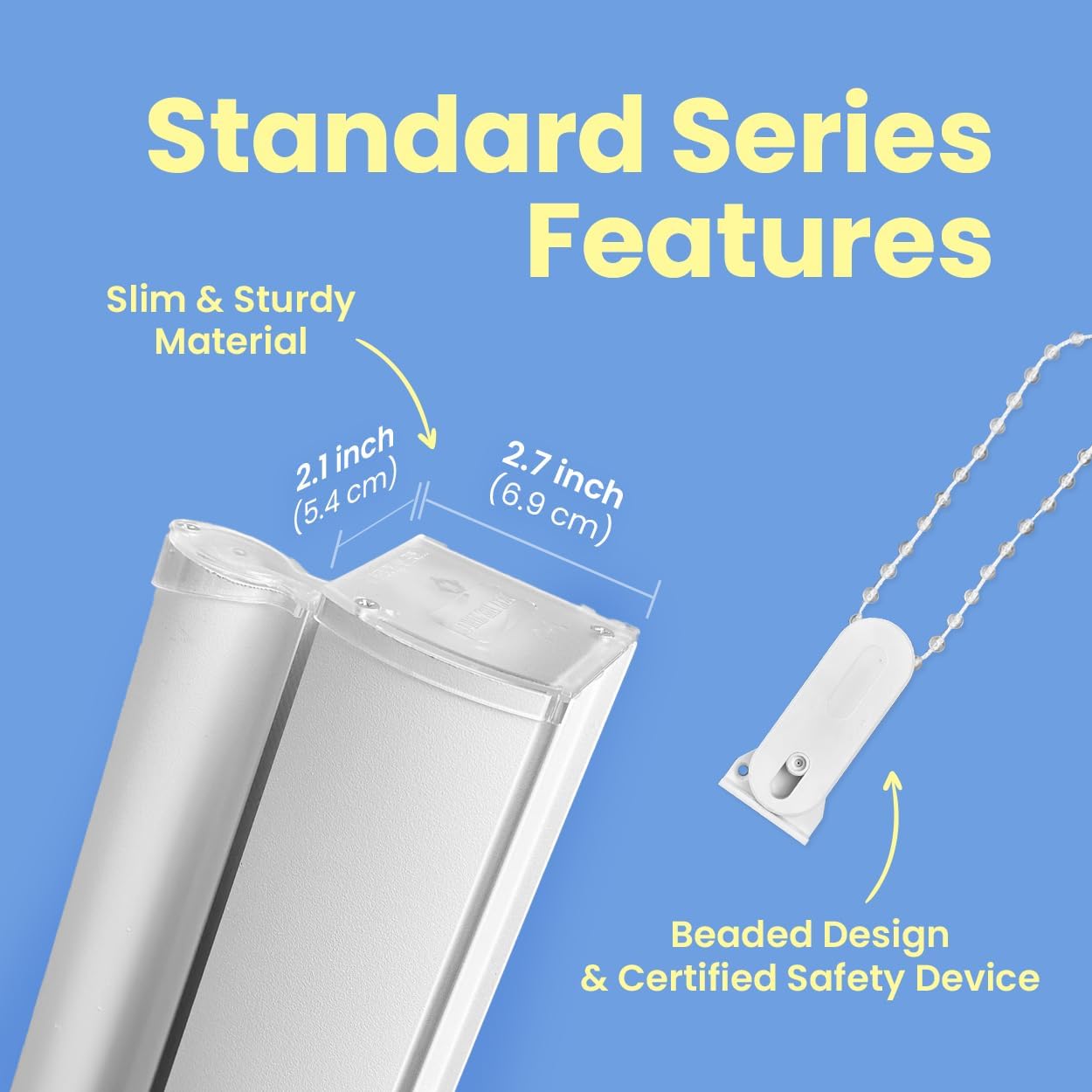 Foiresoft Standard Zebra Roller Blinds for Windows [W42 x H64 Inch, White, Basic], Light Filtering Dual Layer Shades for Bedroom, Living Room, Office, 13 Colors