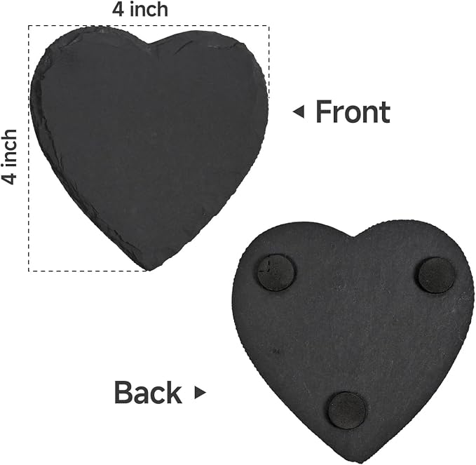 Slate Coasters Set, 48 Retro Heart Slate Drink Coasters, Heat-Resistant Blank Slate for Engraving, Ideal for Drinks, Gifts, Wedding Parties, Decor, Christmas, Home & Bar (48 Heart)