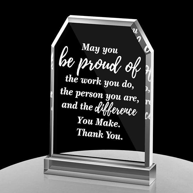 Yinder Thank You Gifts for Women Appreciation Gifts for Coworker Employee Nurse Teacher Leader Boss Inspirational Quotes Acrylic Desk Decor for Home Office Farewell Retirement
