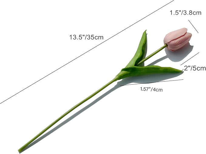 Mandy's Light Pink Artificial Tulips Flowers Centerpiece, 13.5" Lifelike PU Fake Floral Stems 20pcs for Kitchen Island & Dining Table, Spring Decor for Easter