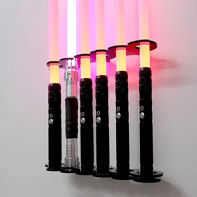 Lightsaber Wall Mount Lightsaber Stand Sword shelf Suitable for Lightsaber Stand Lightsaber Display Swords Light Saber Sword Wall Bracket (Black 6 holes)