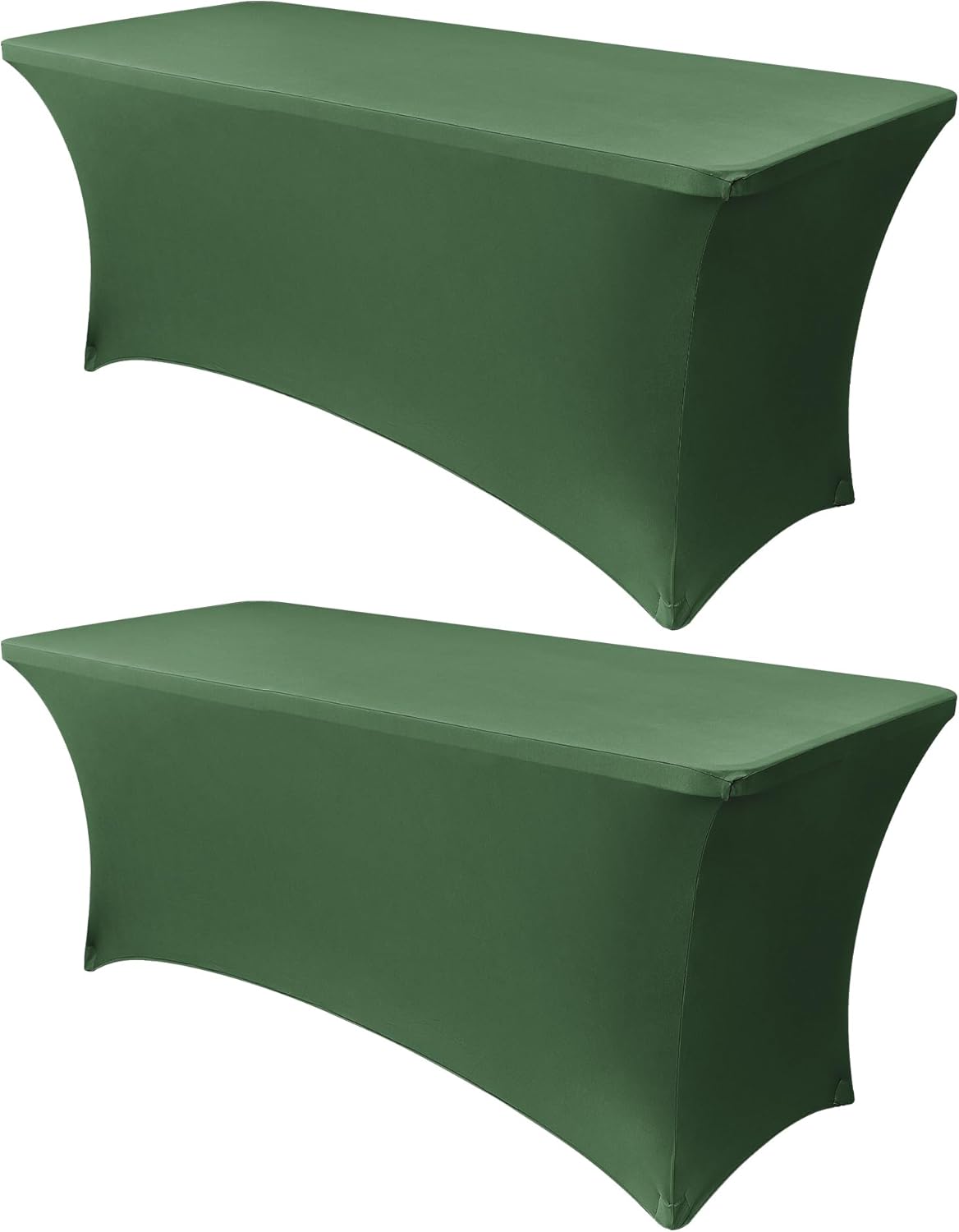 Obstal 8Ft Stretch Spandex Table Cover for Standard Folding Tables - 2 Pack Universal Rectangular Fitted Tablecloth for Party, Banquet, Events, Trade Show (Blackish Green, 96L x 30W x 30H Inches)