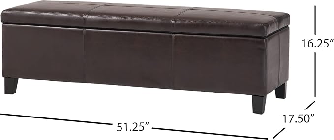 Christopher Knight Home Glouster PU Storage Ottoman, Brown