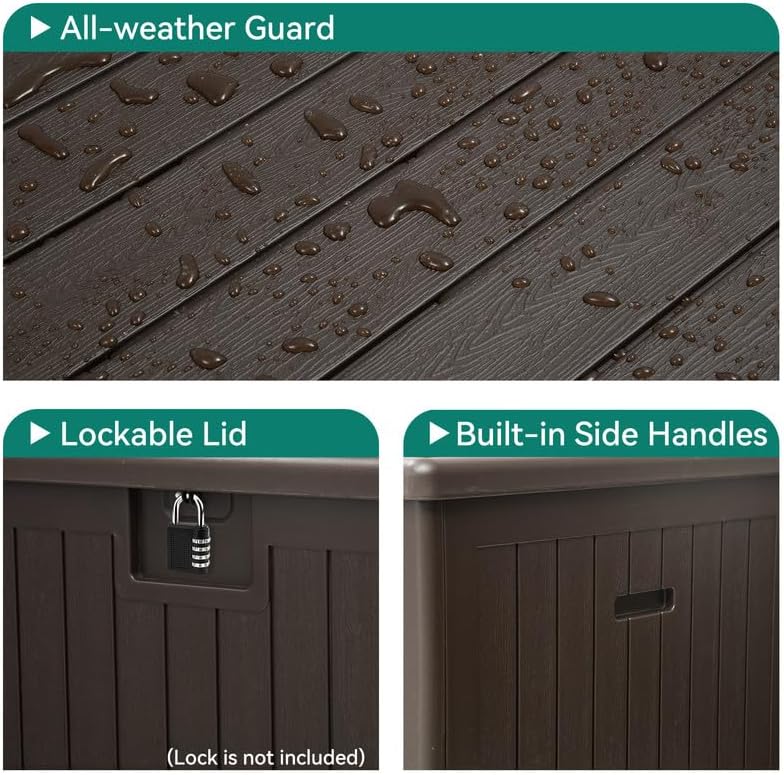 YITAHOME XL 150 Gallon Large Deck Box,Outdoor Storage for Patio Furniture Cushions,Garden Tools,Waterproof,Lockable (Black)