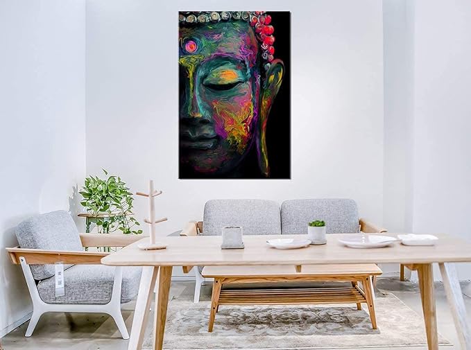 Abstract Buddha Wall Art Zen Wall Decor for Living Room Colorful Graffiti Thai Buddhist Statue Picture Meditation Room Modern Artwork Vintage Religious Spiritual Prints Yoga Spa Home Decoration 24x36"