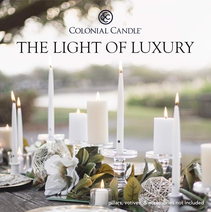 Colonial Candle Unscented Taper Candle, Handipt Collection, Evergreen, 6 in, Pack of 12 - Up to 4 Hours Burn