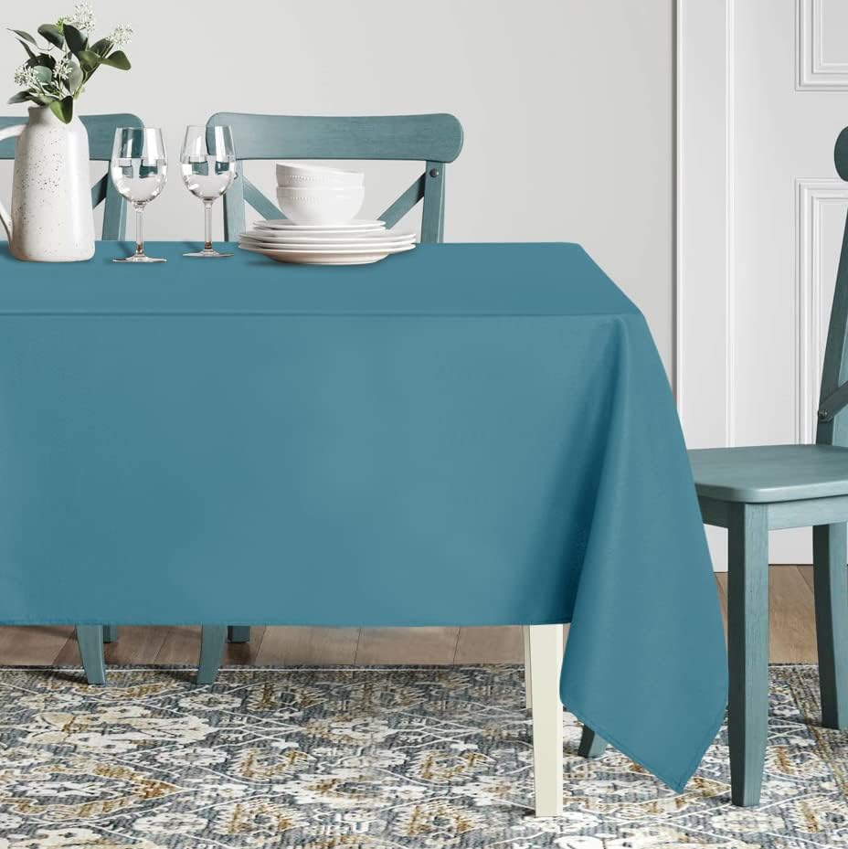 sancua Rectangle Tablecloth - 70 x 90 Inch - Stain and Wrinkle Resistant Washable Polyester Table Cloth, Decorative Fabric Table Cover for Dining Tables, Buffet Parties and Camping, Teal
