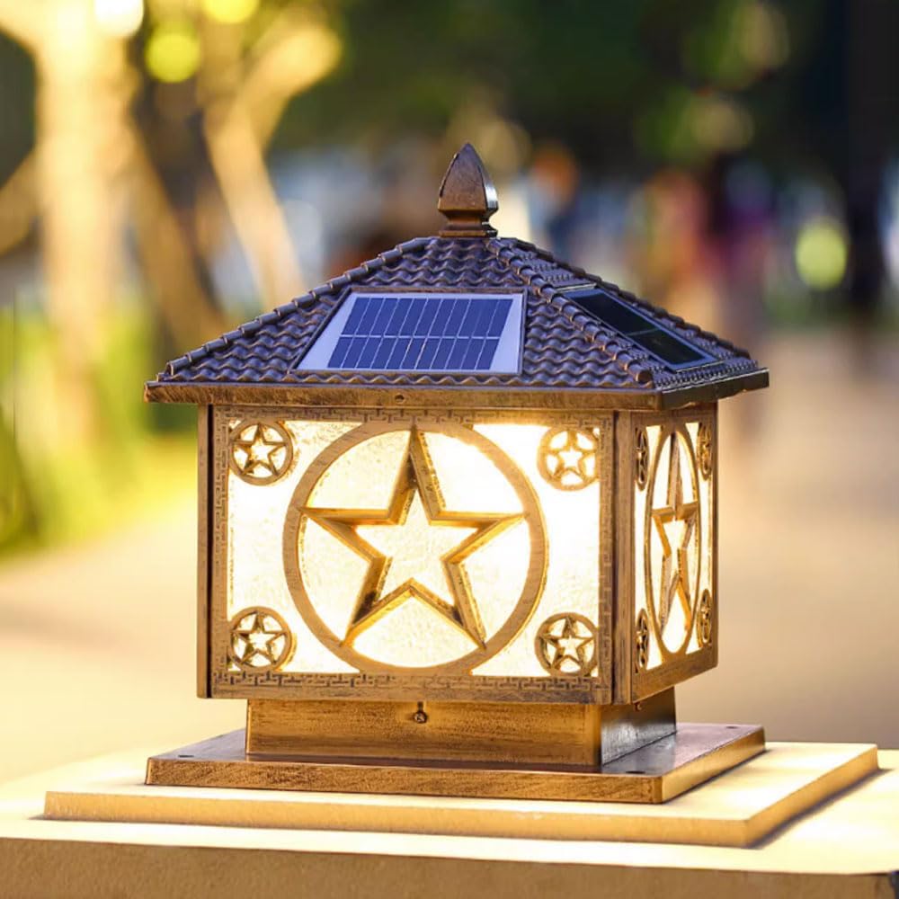 Solar Post Cap Light Modern Outdoor Fence Deck Column Cap Lamp Fence Deck Pillar Lantern Outside Housing Patio Landscape Lighting Flat Surface Posts Garden Decor IP65 Waterproof Entrance Pathway Lamps