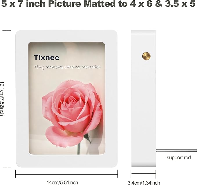 Wooden Photo Frame with Voice Recording and Soft LED Light – Personalized 180S Recordable Picture Frame Fits 3.5x5, 4x6 & 5x7 Photos, Tabletop Display, Meaningful Keepsake Gift (White)