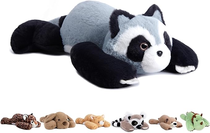 Niuniu Daddy 24" | 5 Pound Raccoon Weighted Stuffed Animals for Kids Adults, Raccoon Weighted Plushies Toys for Sleeping, Lying Body Pillow Huggable Gift for Everyday Comfort for Birthday Christmas
