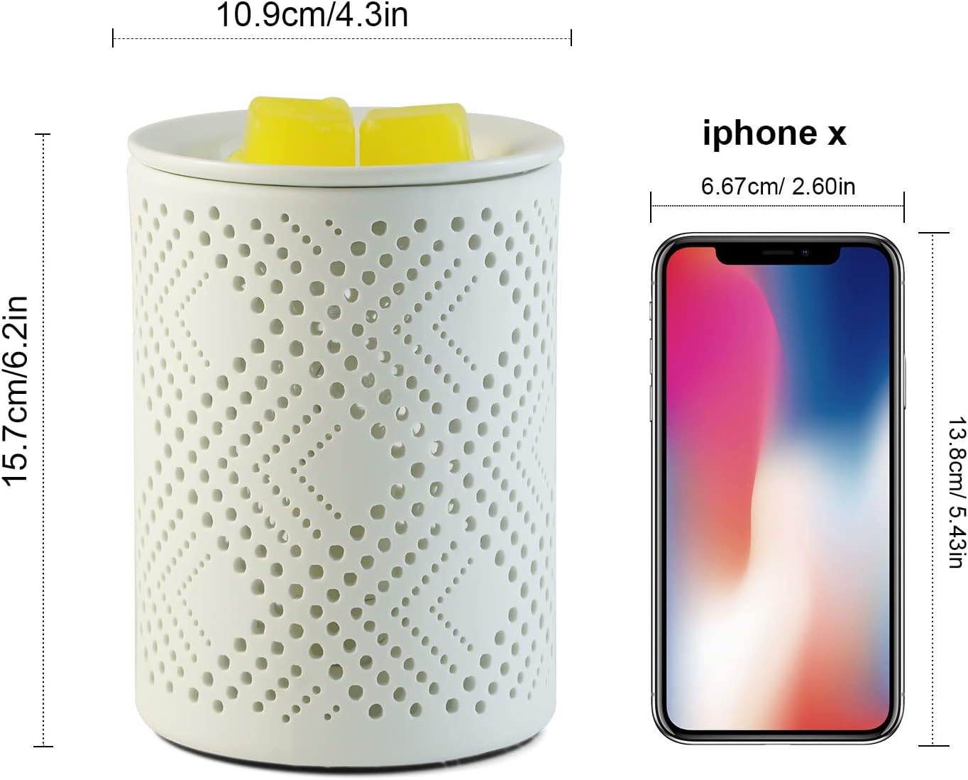 PALANCHY Wax Melt Warmer Ceramic Oil Burner Electric Candle Wax Warmer Burner Melter Fragrance Warmer for Home Office 2 Bulbs Included Gift Box Packaged (Ceramic Diamond)