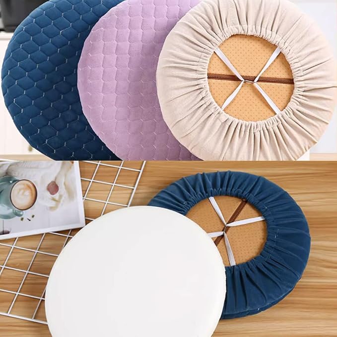 14" Round Seat Cushion Memory Foam Round Stool Cushion with Anti-Slip Bottom Soft Padded Round Chair Covers Pad for Home Kitchen Bar Purple